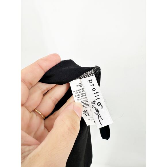 Profile by Gottex Tutti Frutti VNeck Surplice Ruffle Black One Piece Swimsuit 12 - Picture 7 of 7